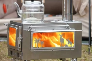 Składana kuchenka turystyczna na drewno – stal nierdzewna